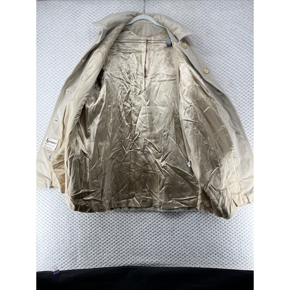 Vintage Kashmiraj Luxurious Man Made Cashmere Beige Trench Coat Elegant Fashions - Picture 13 of 15
